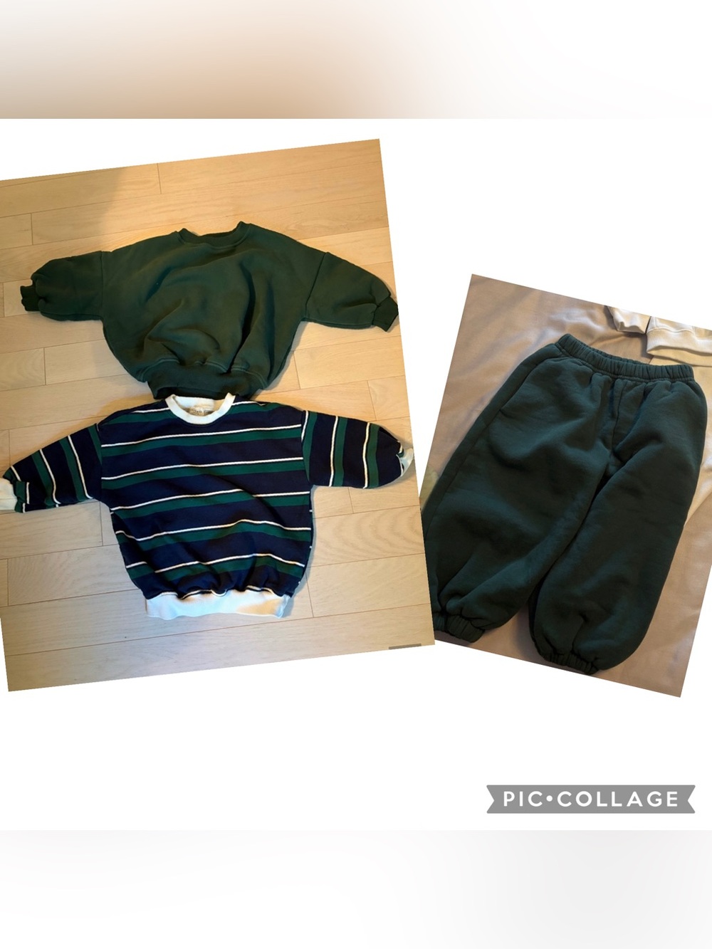 Fostered Collection Kids Crewneck Sweatshirts - Green & Navy Striped